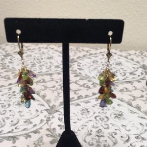 14kt gold with gemstone cluster pierced earrings